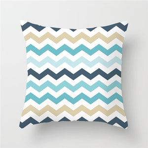 Fuwatacchi Simple Style Blue Geometry Pillow
